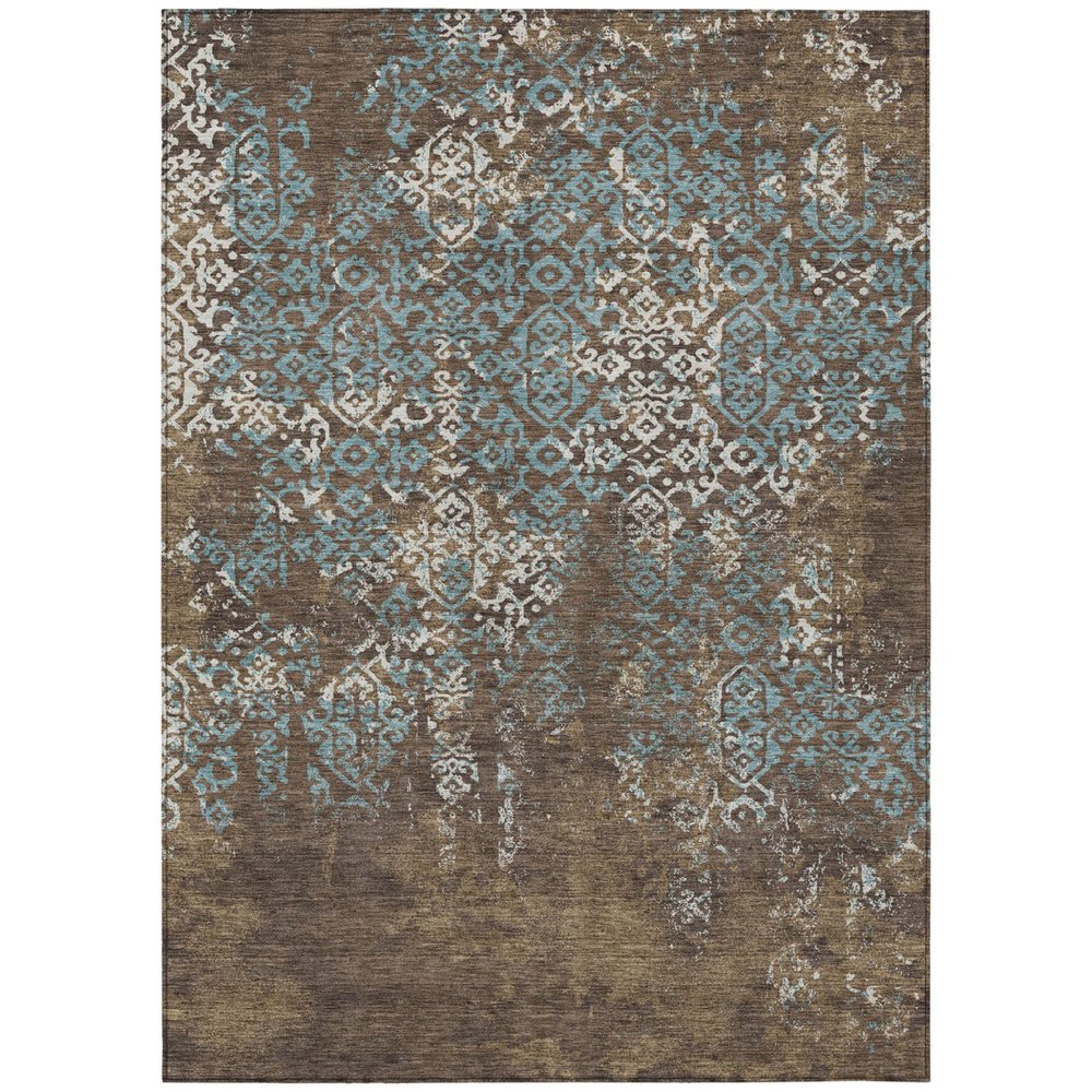 5' X 8' Brown And Khaki Oriental Washable Indoor Outdoor Area Rug HomeRoots