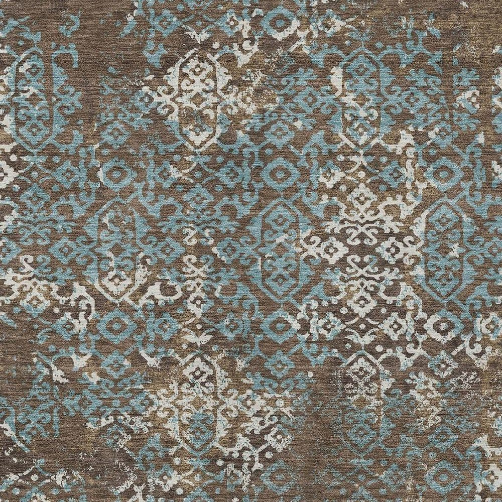 5' X 8' Brown And Khaki Oriental Washable Indoor Outdoor Area Rug HomeRoots