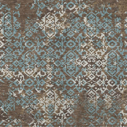 5' X 8' Brown And Khaki Oriental Washable Indoor Outdoor Area Rug HomeRoots