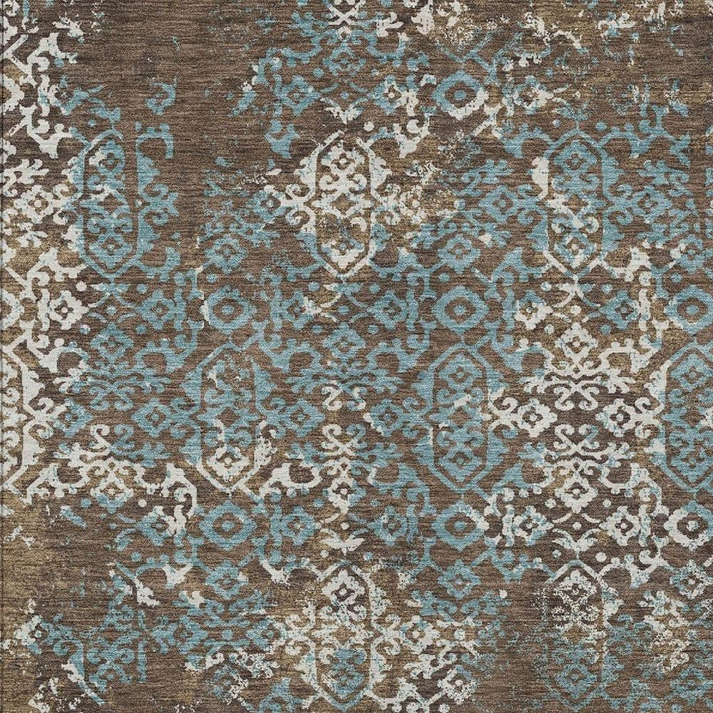 9' X 12' Brown And Khaki Oriental Washable Indoor Outdoor Area Rug HomeRoots