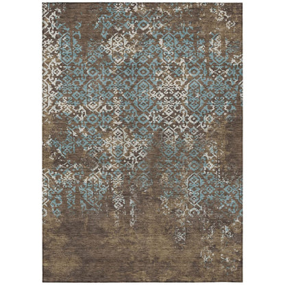 10' X 14' Brown And Khaki Oriental Washable Indoor Outdoor Area Rug HomeRoots