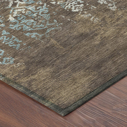10' X 14' Brown And Khaki Oriental Washable Indoor Outdoor Area Rug HomeRoots