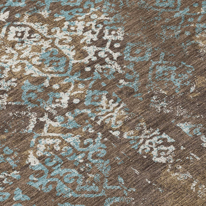 10' X 14' Brown And Khaki Oriental Washable Indoor Outdoor Area Rug HomeRoots