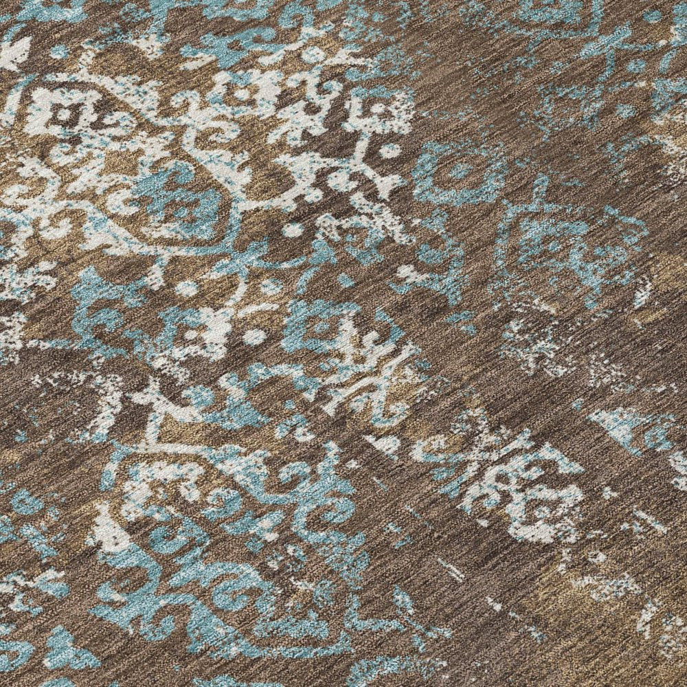 10' X 14' Brown And Khaki Oriental Washable Indoor Outdoor Area Rug HomeRoots