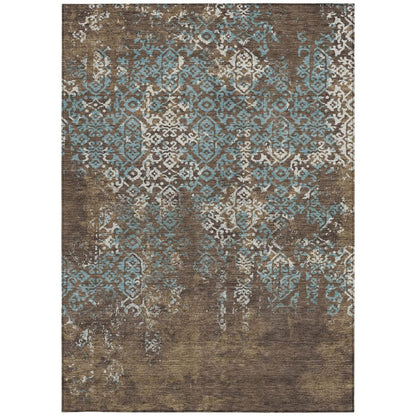 10' X 14' Brown And Khaki Oriental Washable Indoor Outdoor Area Rug HomeRoots
