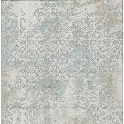 3' X 5' Ivory And Blue Oriental Washable Indoor Outdoor Area Rug HomeRoots