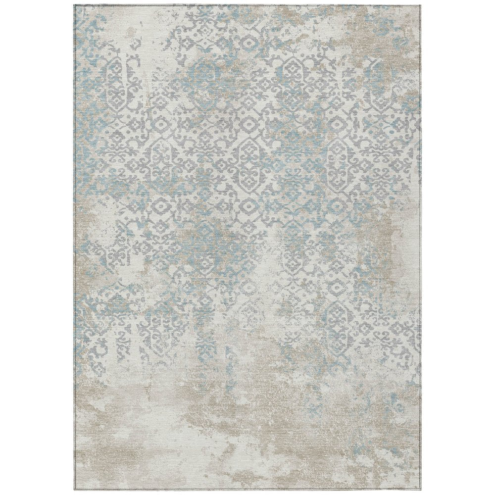 3' X 5' Ivory And Blue Oriental Washable Indoor Outdoor Area Rug HomeRoots