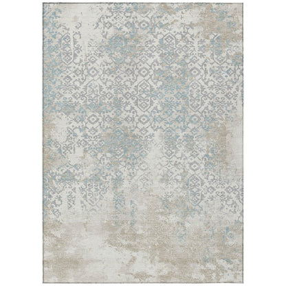 3' X 5' Ivory And Blue Oriental Washable Indoor Outdoor Area Rug HomeRoots