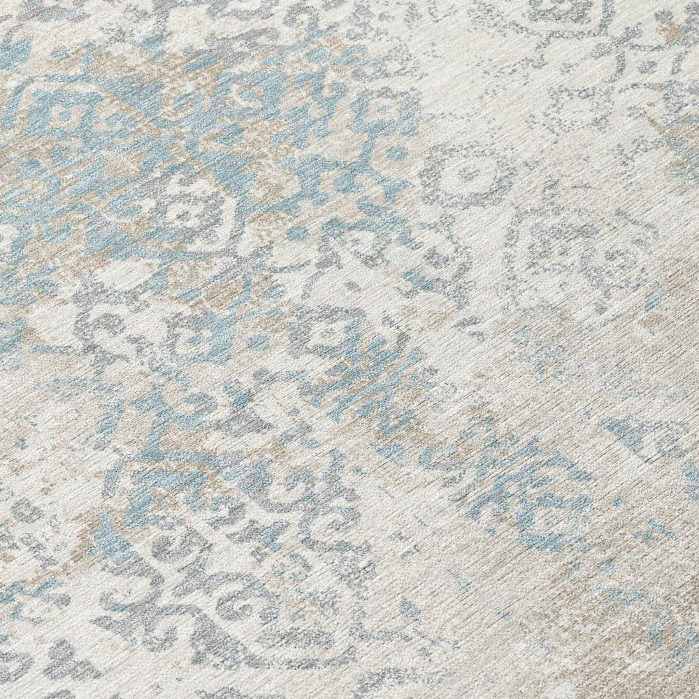 3' X 5' Ivory And Blue Oriental Washable Indoor Outdoor Area Rug HomeRoots