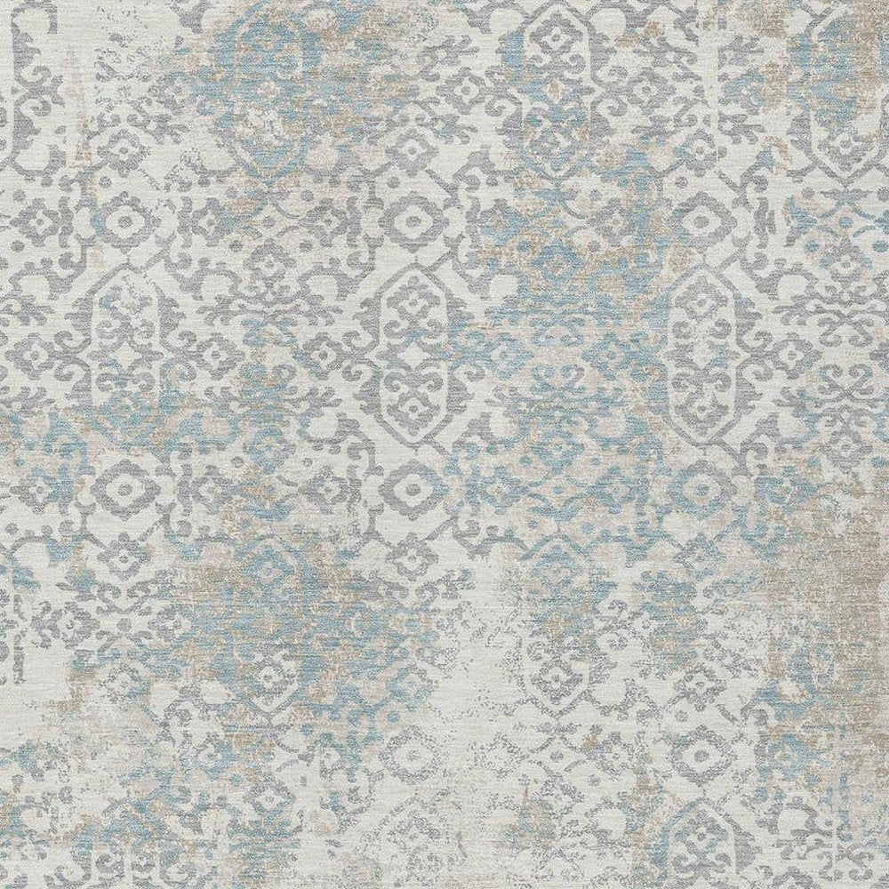 3' X 5' Ivory And Blue Oriental Washable Indoor Outdoor Area Rug HomeRoots