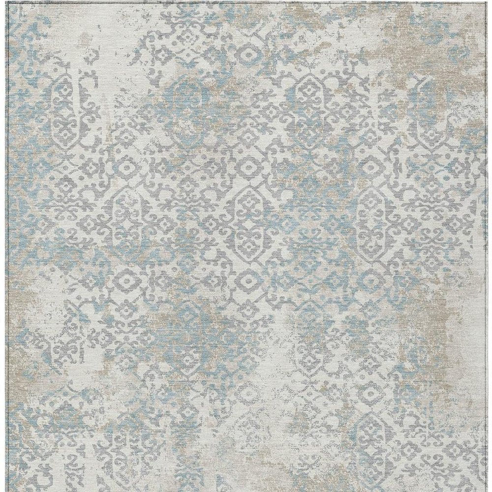 5' X 8' Ivory And Blue Oriental Washable Indoor Outdoor Area Rug HomeRoots