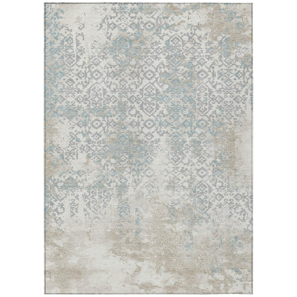 5' X 8' Ivory And Blue Oriental Washable Indoor Outdoor Area Rug HomeRoots
