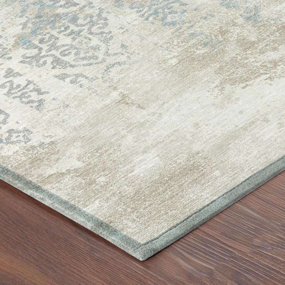 5' X 8' Ivory And Blue Oriental Washable Indoor Outdoor Area Rug HomeRoots