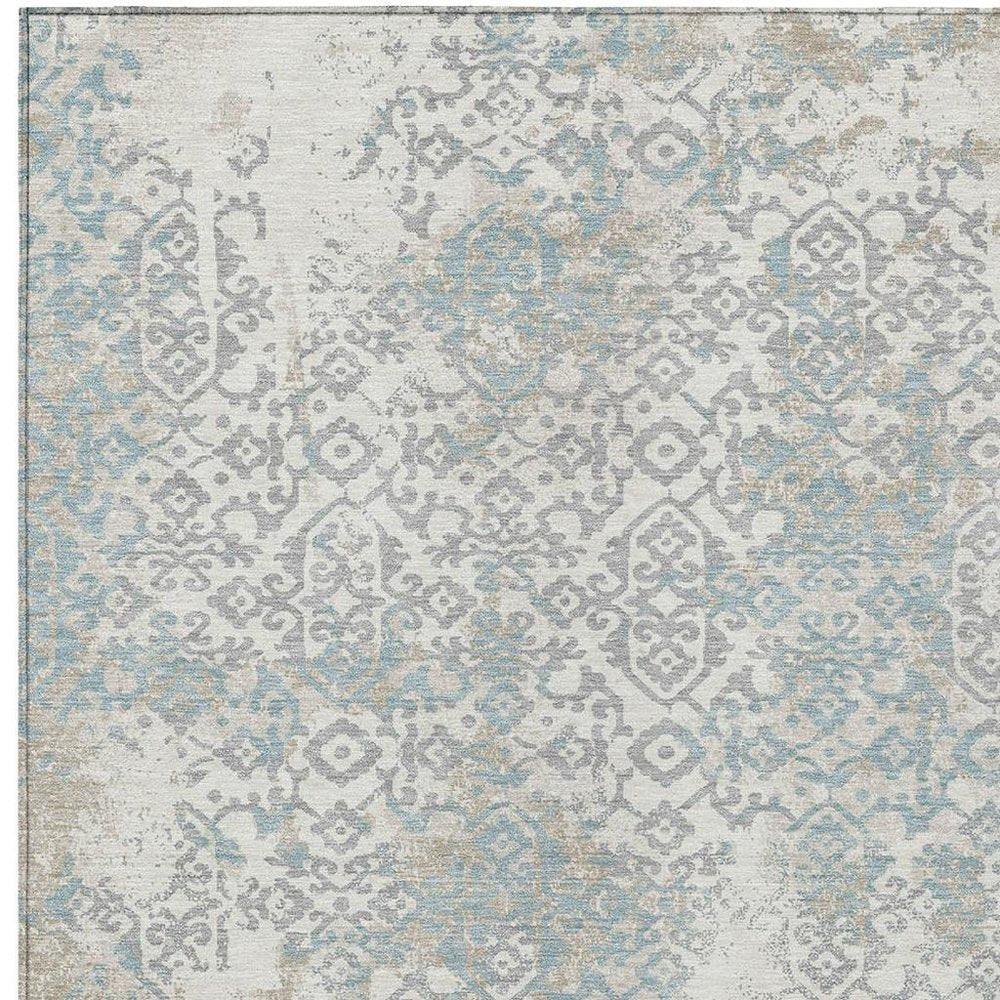 5' X 8' Ivory And Blue Oriental Washable Indoor Outdoor Area Rug HomeRoots