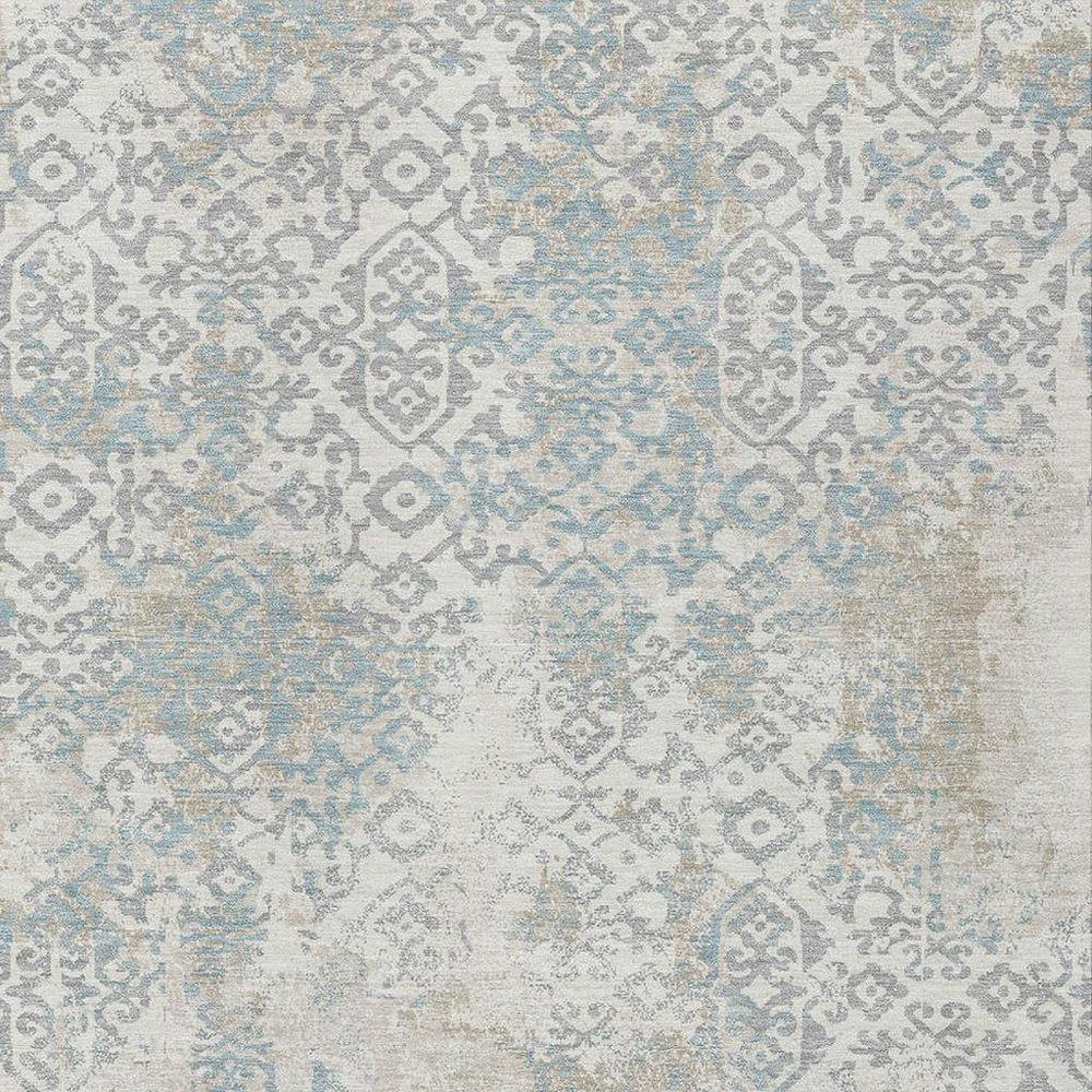 8' X 10' Ivory And Blue Oriental Washable Indoor Outdoor Area Rug HomeRoots