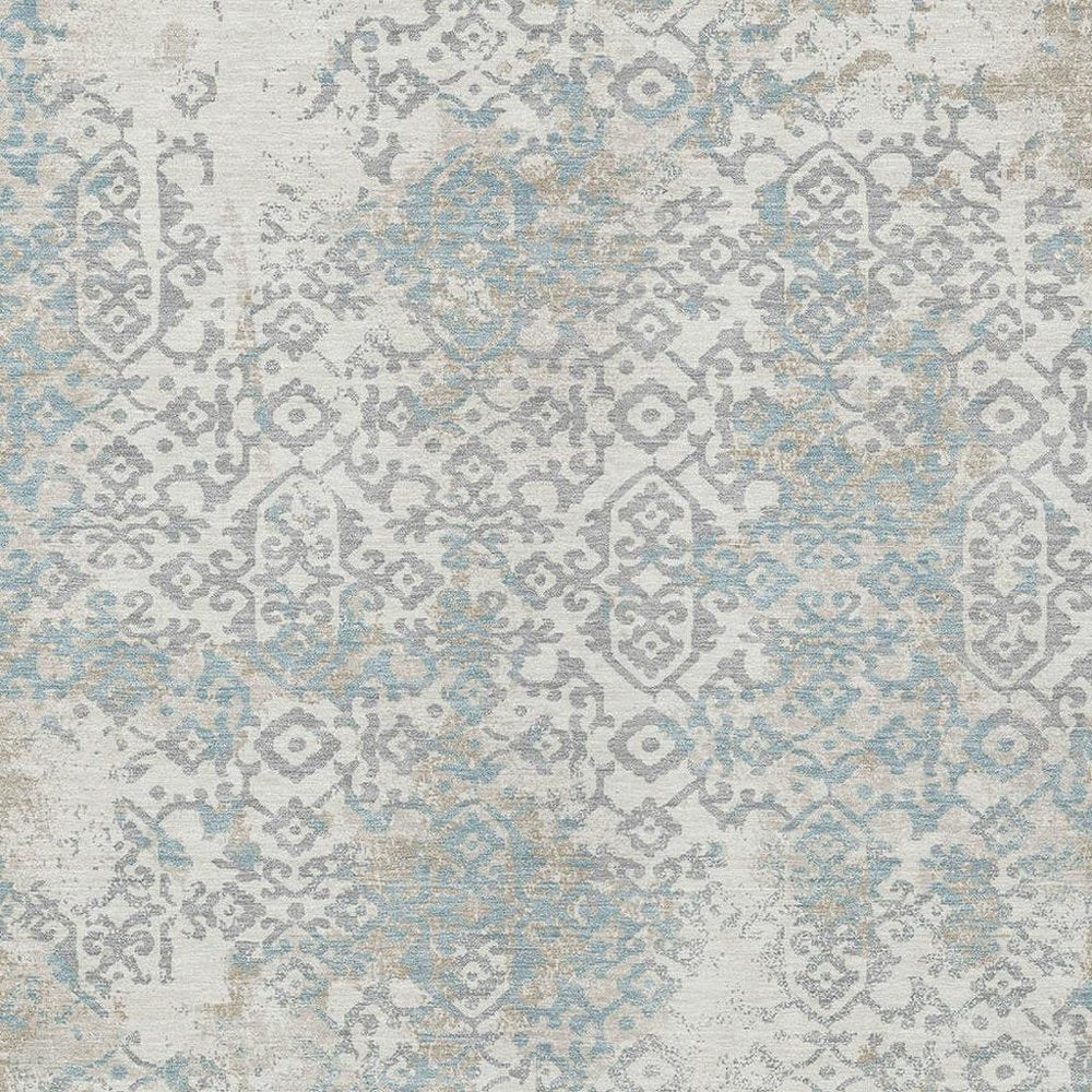 9' X 12' Ivory And Blue Oriental Washable Indoor Outdoor Area Rug HomeRoots