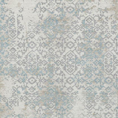 9' X 12' Ivory And Blue Oriental Washable Indoor Outdoor Area Rug HomeRoots