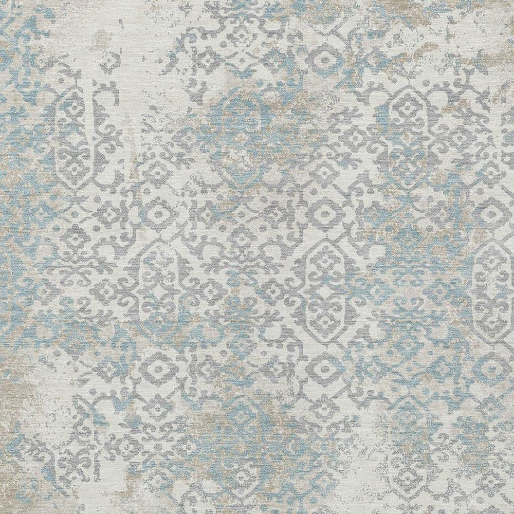 10' X 14' Ivory And Blue Oriental Washable Indoor Outdoor Area Rug HomeRoots