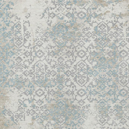 10' X 14' Ivory And Blue Oriental Washable Indoor Outdoor Area Rug HomeRoots