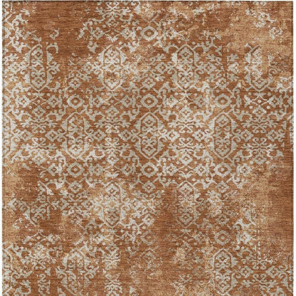 5' X 8' Orange And Beige Oriental Washable Indoor Outdoor Area Rug HomeRoots