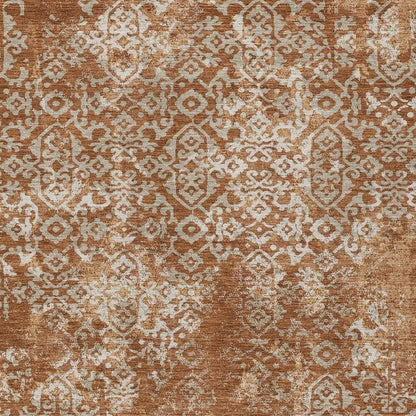 5' X 8' Orange And Beige Oriental Washable Indoor Outdoor Area Rug HomeRoots