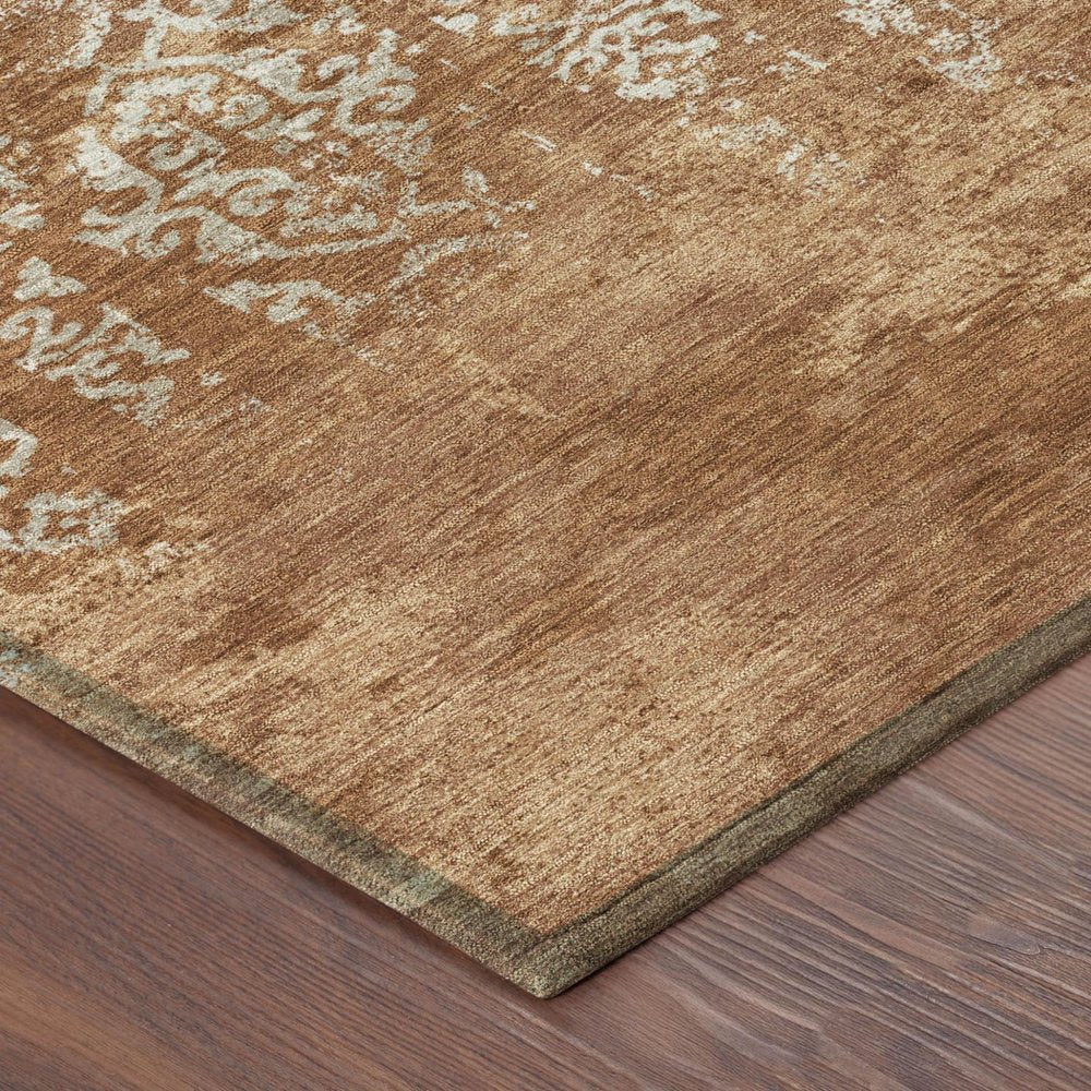 8' X 10' Orange And Beige Oriental Washable Indoor Outdoor Area Rug HomeRoots