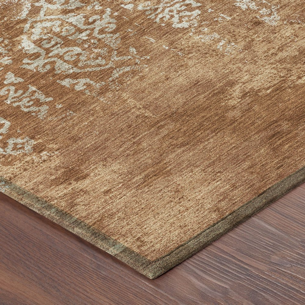 8' X 10' Orange And Beige Oriental Washable Indoor Outdoor Area Rug HomeRoots