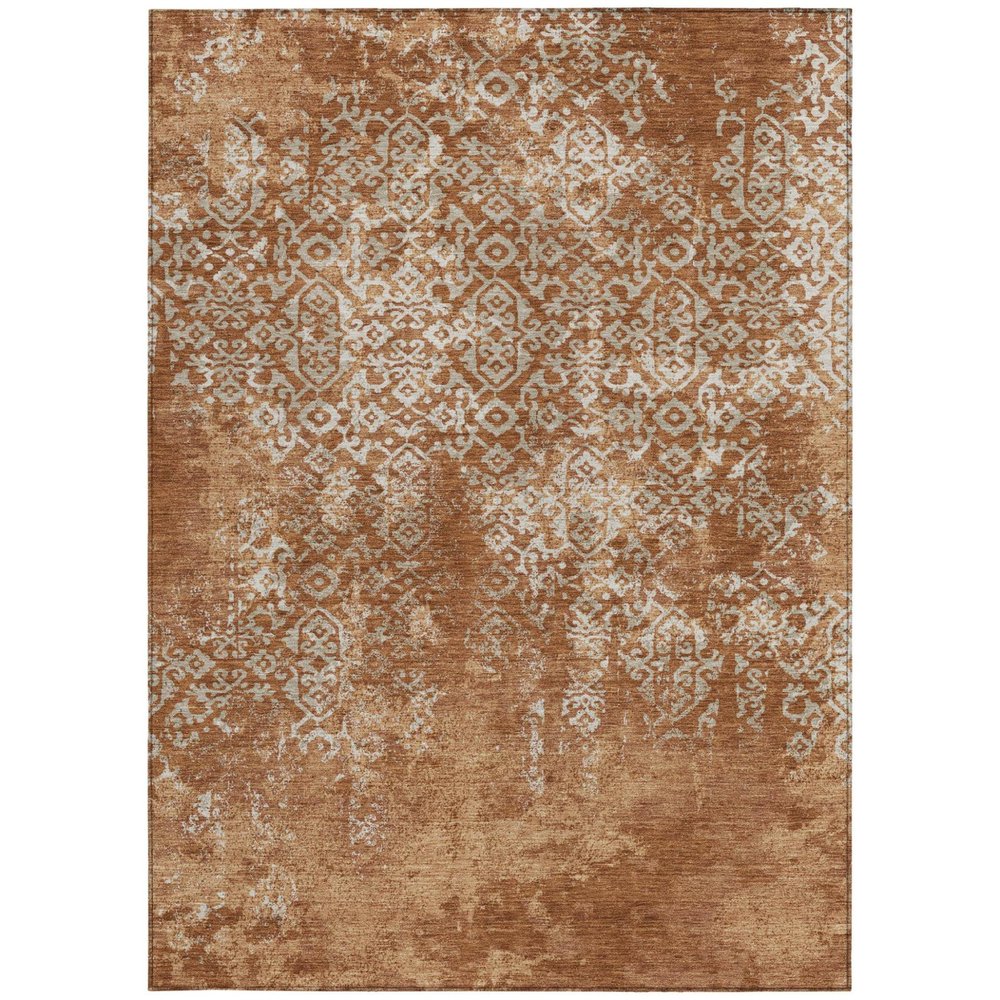 10' X 14' Orange And Beige Oriental Washable Indoor Outdoor Area Rug HomeRoots