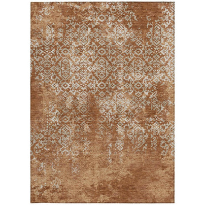 10' X 14' Orange And Beige Oriental Washable Indoor Outdoor Area Rug HomeRoots