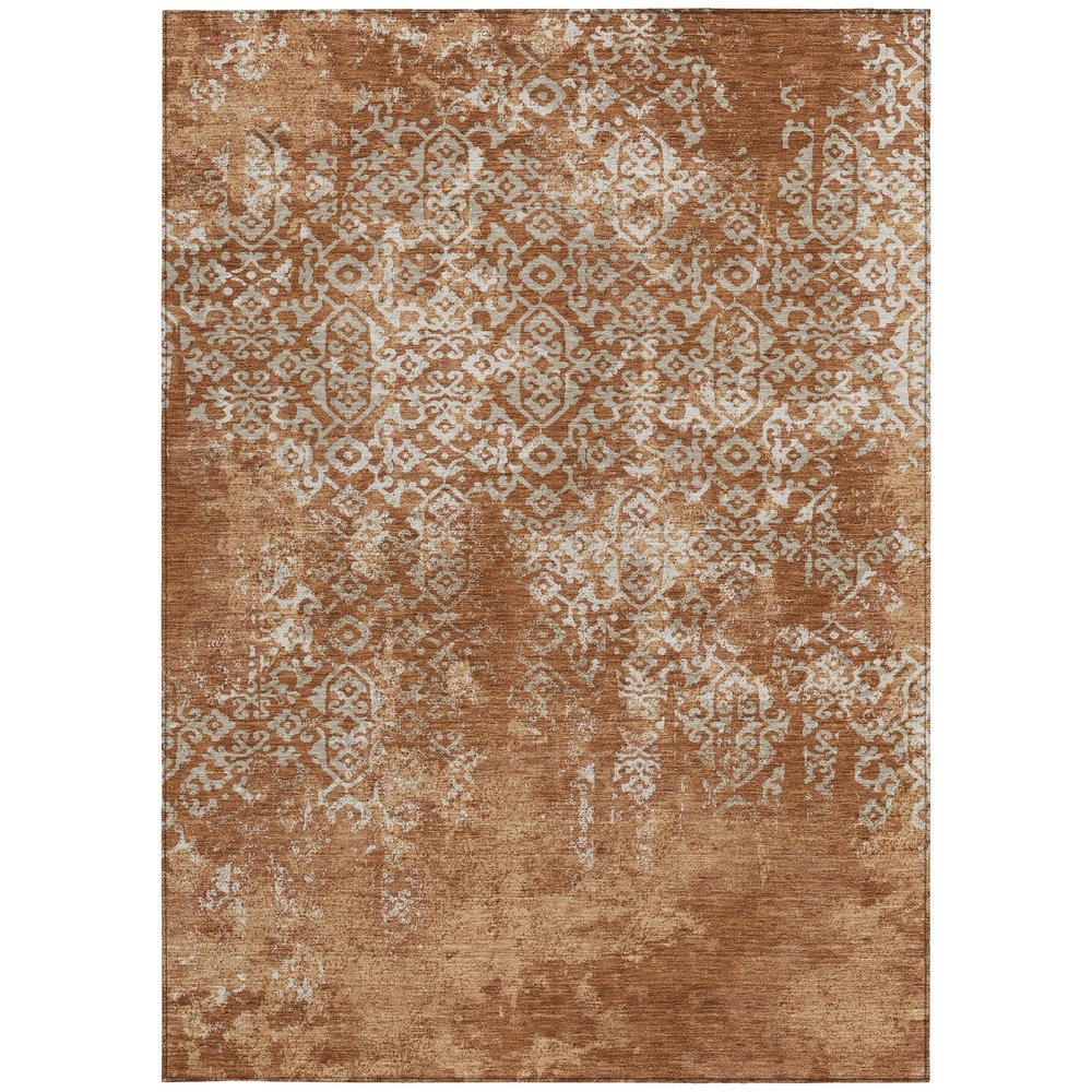 10' X 14' Orange And Beige Oriental Washable Indoor Outdoor Area Rug HomeRoots