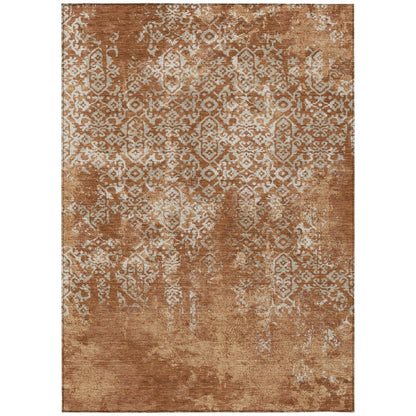 10' X 14' Orange And Beige Oriental Washable Indoor Outdoor Area Rug HomeRoots