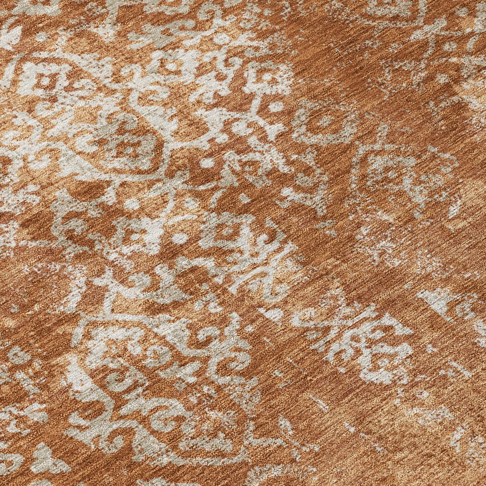 10' X 14' Orange And Beige Oriental Washable Indoor Outdoor Area Rug HomeRoots