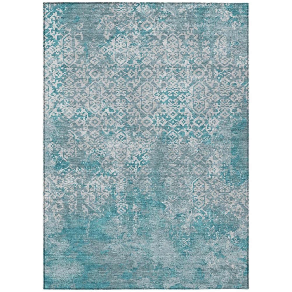 8' X 10' Teal Blue And Brown Oriental Washable Indoor Outdoor Area Rug HomeRoots