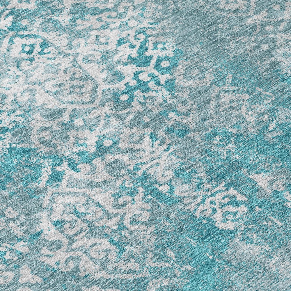 8' X 10' Teal Blue And Brown Oriental Washable Indoor Outdoor Area Rug HomeRoots