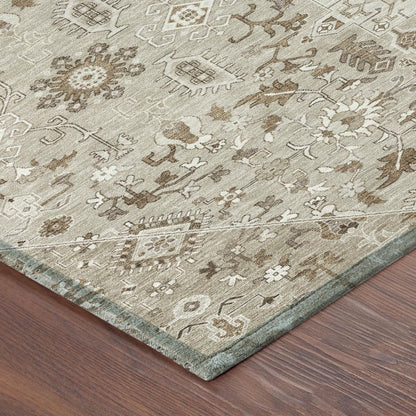 5' X 8' Beige And Graphite Medallion Washable Indoor Outdoor Area Rug HomeRoots