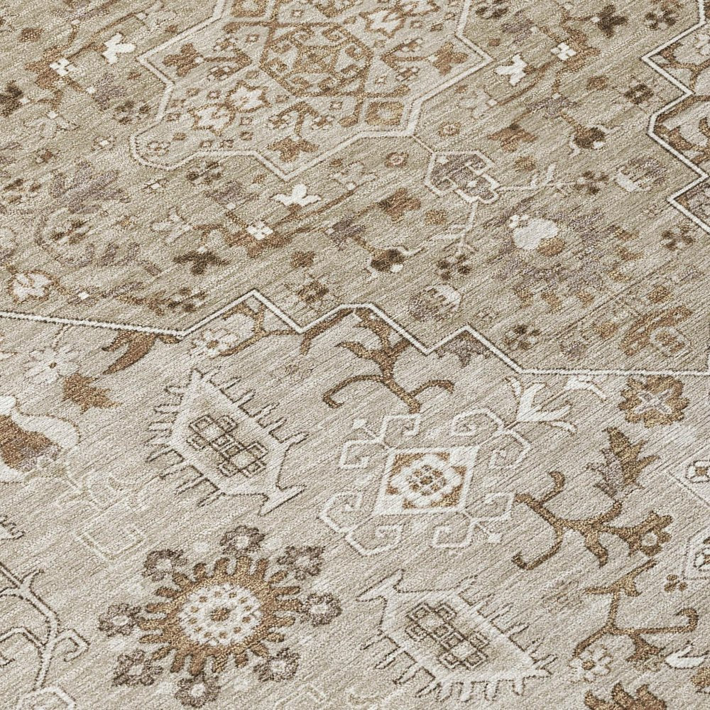 5' X 8' Beige And Graphite Medallion Washable Indoor Outdoor Area Rug HomeRoots