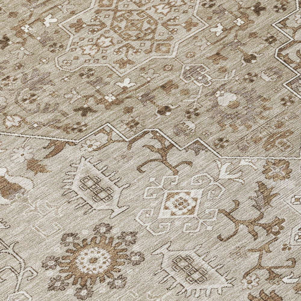 5' X 8' Beige And Graphite Medallion Washable Indoor Outdoor Area Rug HomeRoots