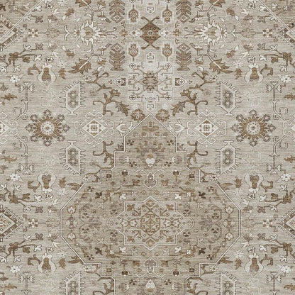 5' X 8' Beige And Graphite Medallion Washable Indoor Outdoor Area Rug HomeRoots