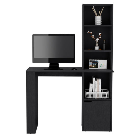 39" Black Wood Pedestal Computer Desk
