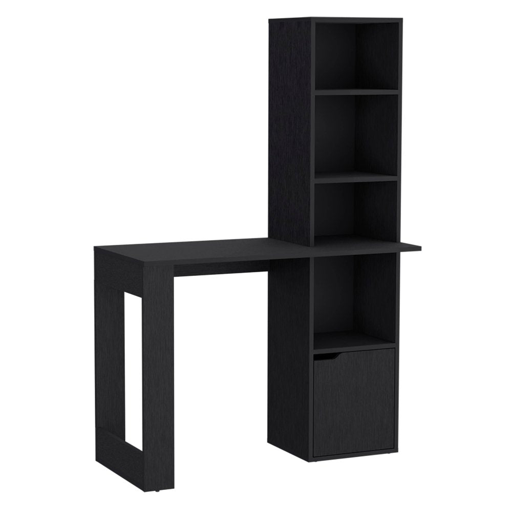 39" Black Wood Pedestal Computer Desk — view 1