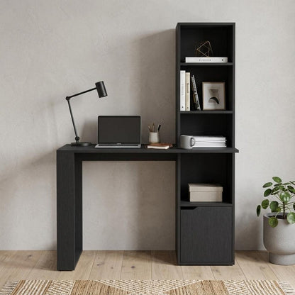 39" Black Wood Pedestal Computer Desk HomeRoots