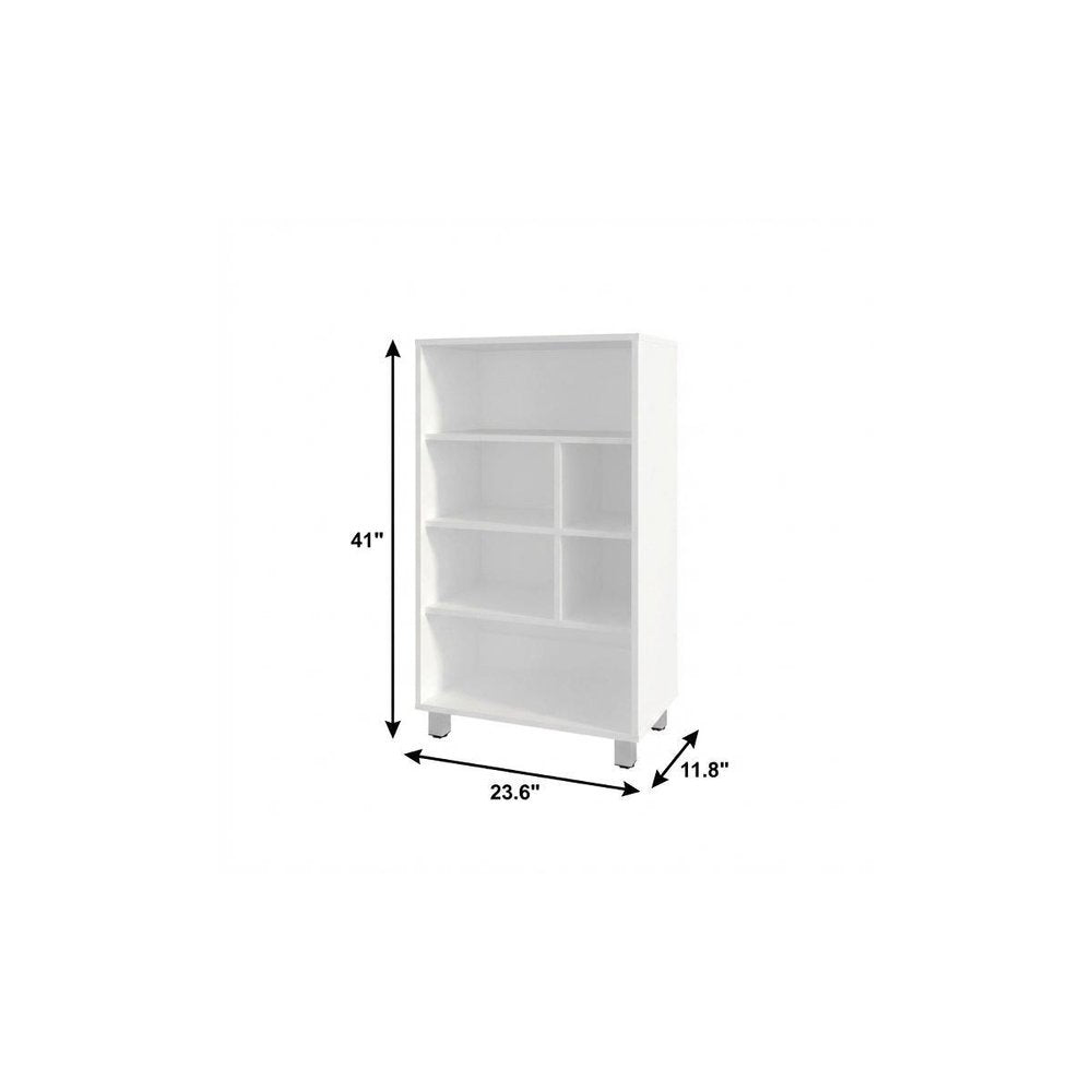 41" White Wood Four Tier Bookcase — view 4