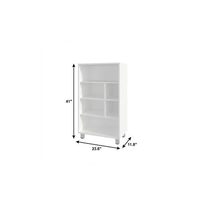 41" White Wood Four Tier Bookcase HomeRoots