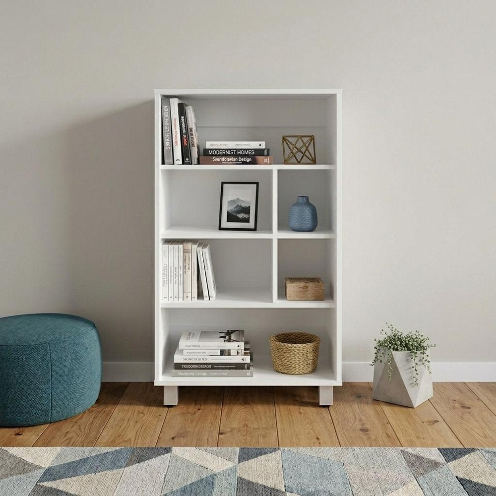 41" White Wood Four Tier Bookcase — view 5