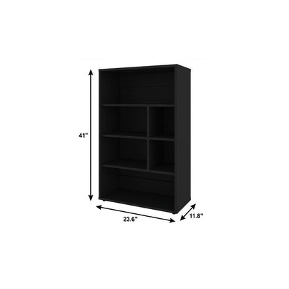 41" Black Wood Four Tier Bookcase HomeRoots