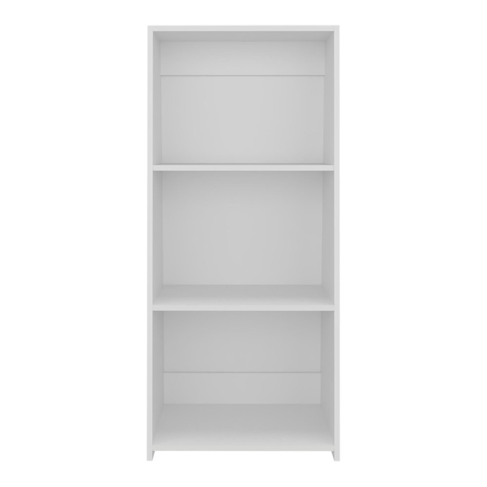 47" White Wood Three Tier Bookcase — view 2