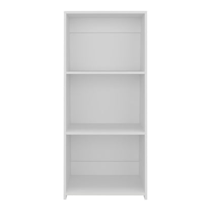 47" White Wood Three Tier Bookcase