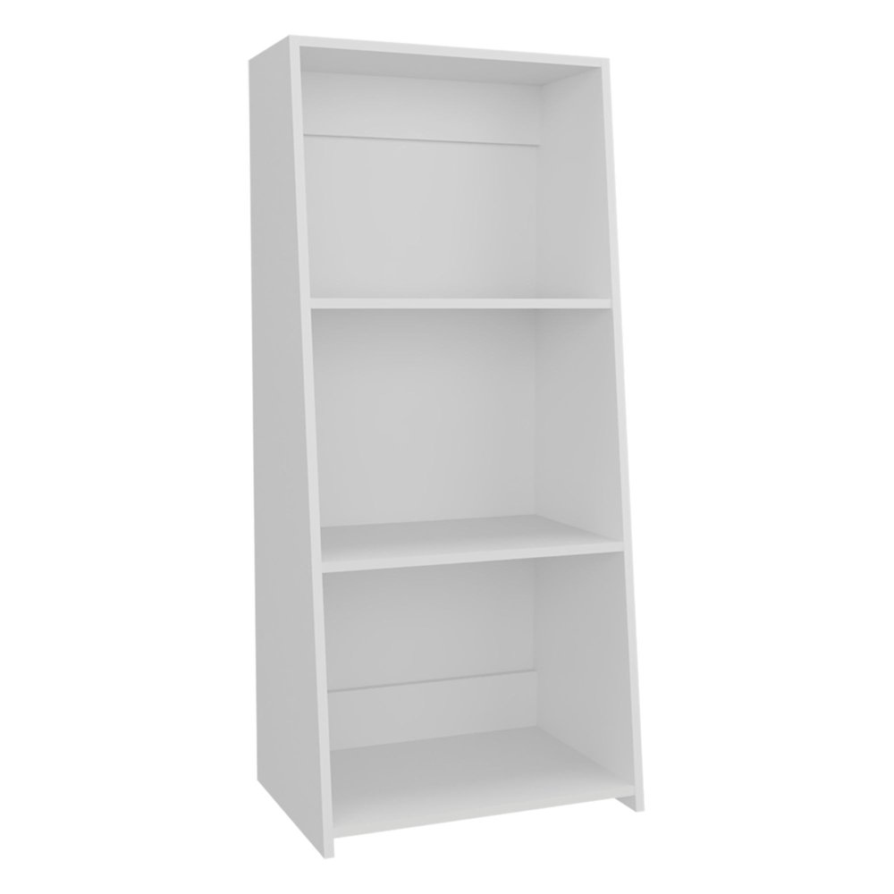 47" White Wood Three Tier Bookcase — view 3