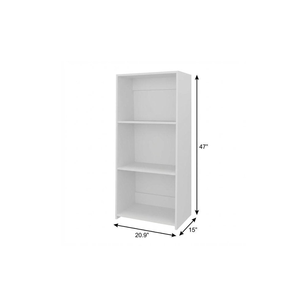 47" White Wood Three Tier Bookcase — view 5