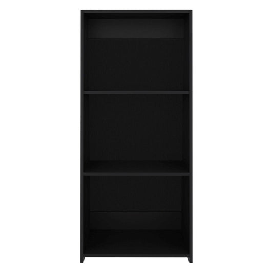 47" Black Wood Three Tier Bookcase